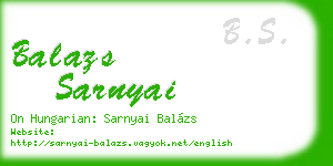 balazs sarnyai business card